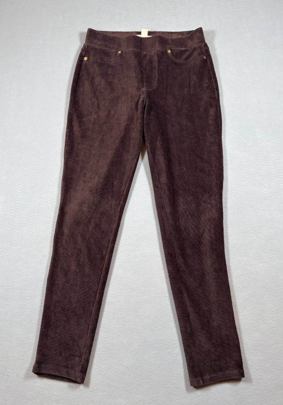 Michael Kors Women's Small Brown Corduroy Pull On Skinny Pants Gold